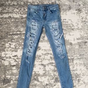 American Eagle High Rise Ripped Skinny Jeans